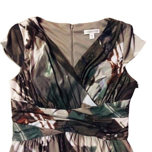 Coldwater Creek Dress Womens 10 NEW Printed Ruched Cap Sleeve Lined Fall - Picture 6 of 12